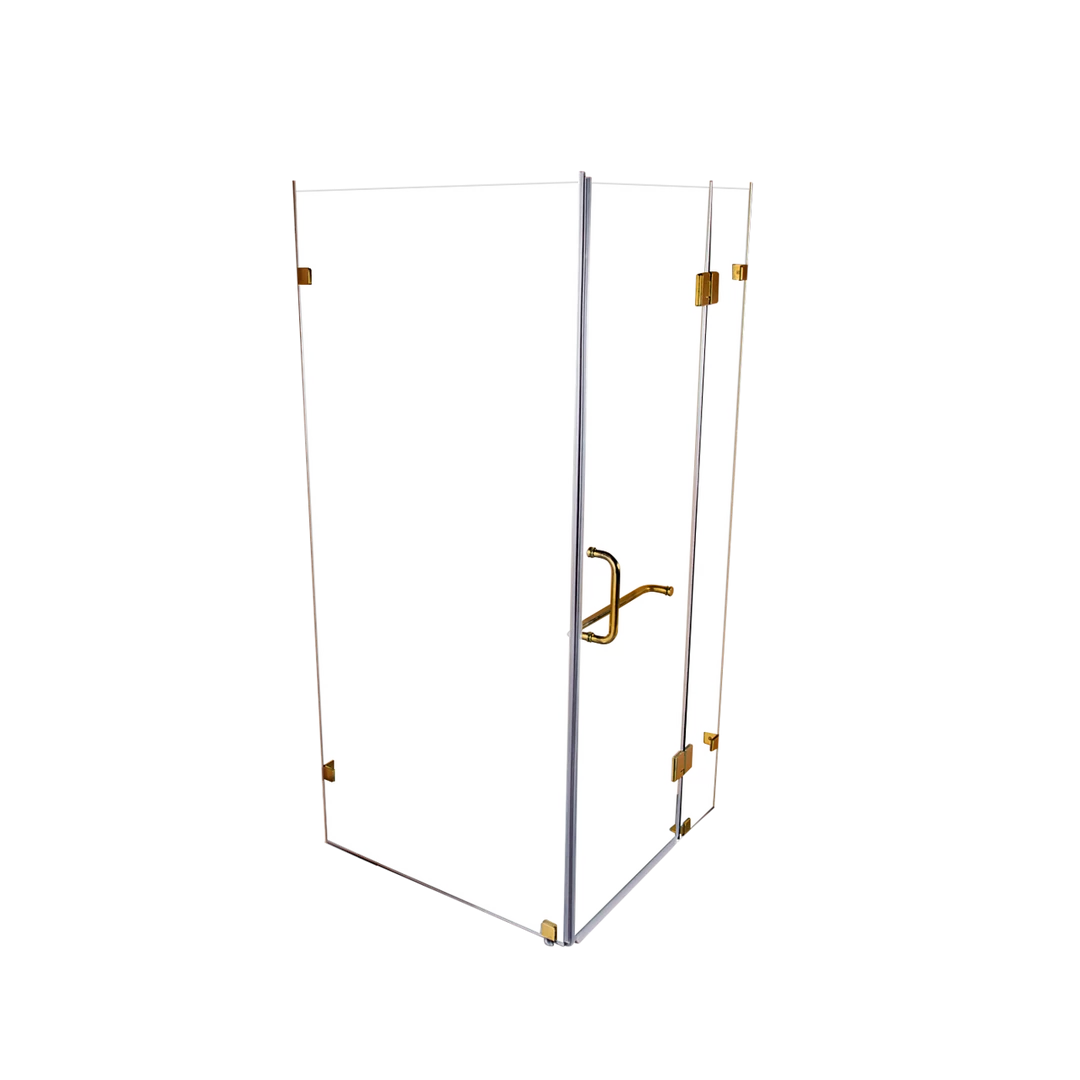 DIY & Renovation 90 X 90cm Frameless 10mm Glass Shower Screen By Della Francesca GOLD Hinges/Brackets And ROUND Handle