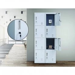 Salvatore Angelotti Furniture Grey 4-Door Locker For Office Gym Shed School Home Storage - Standard Lock With 2 Keys