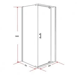 Della Francesca 900 X 700 X 1900mm Framed Safety Glass Pivot Door Shower Screen In Black