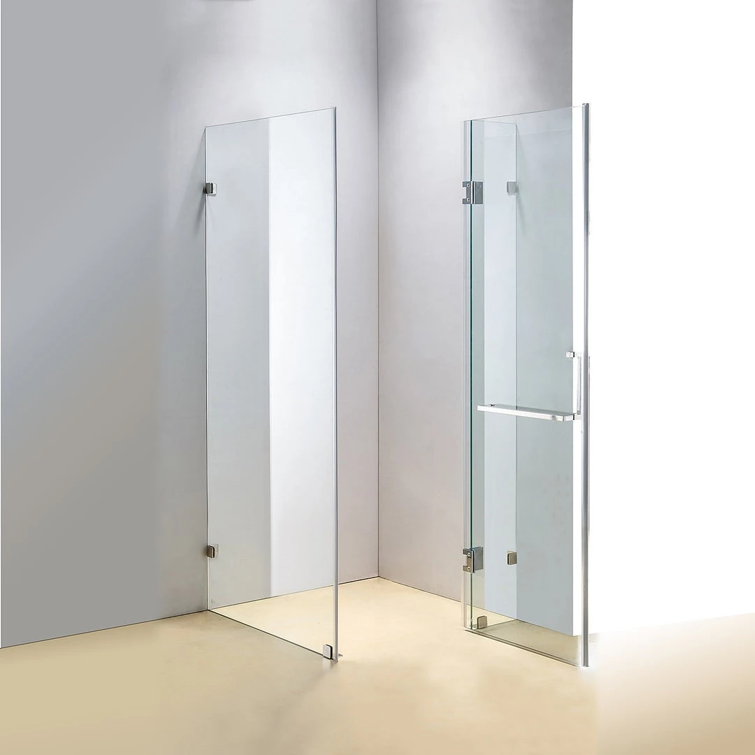 100 X 70cm Frameless 10mm Glass Shower Screen By Della Francesca CHROME Hinges/Brackets And SQUARE Handle DIY & Renovation