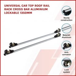 Randy & Travis Machinery Universal Car Top Roof Rail Rack Cross Bar Aluminium Lockable 1350MM