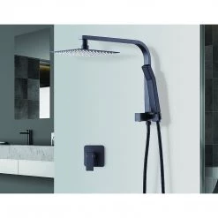 Della Francesca DIY & Renovation WELS 8" Rain Shower Head Set Square Dual Heads Faucet High Pressure With Mixer