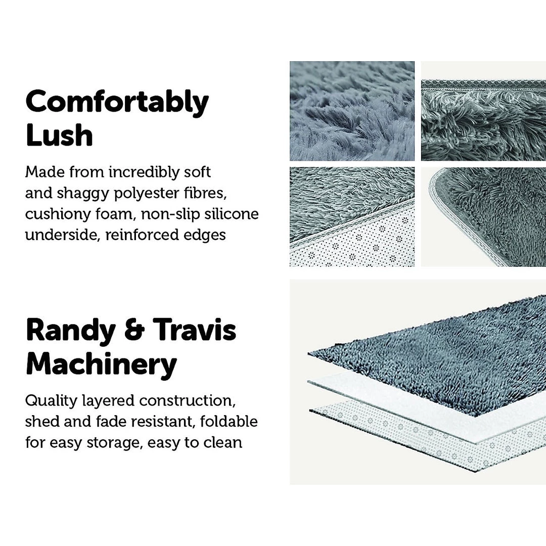 FactoryFast.com.au 230x200cm Floor Rugs Large Shaggy Rug Area Carpet Bedroom Living Room Mat Grey Furniture