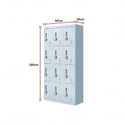 Salvatore Angelotti Grey 12-Door Locker For Office Gym Shed School Home Storage - 4-Digit Combination Lock