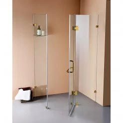 120 X 90cm Frameless 10mm Glass Shower Screen By Della Francesca GOLD Hinges/Brackets And ROUND Handle DIY & Renovation