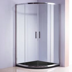 Della Francesca 100 X 100cm Rounded Sliding 6mm Curved Shower Screen With Base In Chrome With Black Base DIY & Renovation