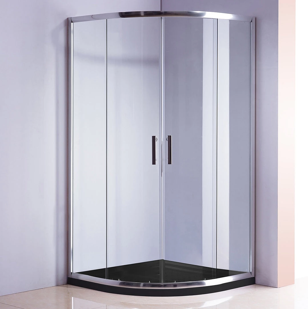 Della Francesca 100 X 100cm Rounded Sliding 6mm Curved Shower Screen With Base In Chrome With Black Base DIY & Renovation