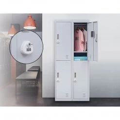 Salvatore Angelotti Grey 2-Door Locker For Office Gym Shed School Home Storage - 3-Digit Combination Lock Furniture