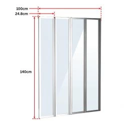 Della Francesca 4 Fold Chrome Folding Bath Shower Screen Door Panel 1000 X 1400mm DIY & Renovation
