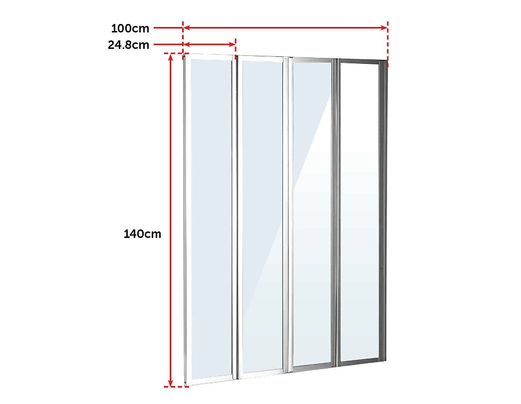 Della Francesca 4 Fold Chrome Folding Bath Shower Screen Door Panel 1000 X 1400mm DIY & Renovation