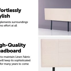 Palermo Furniture Double Beige Linen Fabric Bed Headboard Bedhead