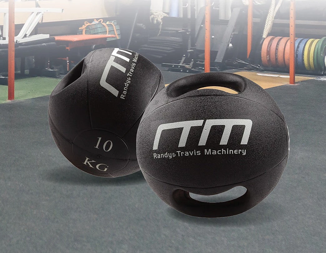 Randy & Travis Machinery 10kg Double-Handled Rubber Medicine Core Ball Sports & Fitness