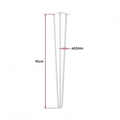 Della Francesca Set Of 4 White Industrial Retro 3-Rod Table Legs 12mm Steel Bench Desk - 71cm