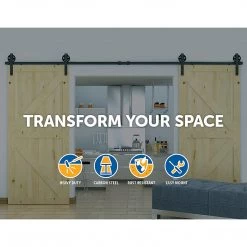 Randy & Travis Machinery Black Sliding Barn Door Hardware 2M Big Spoke Wheel DIY & Renovation