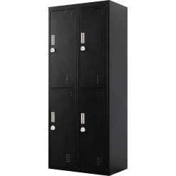 Salvatore Angelotti Black Four-Door Office Gym Shed Storage Locker- 3-Digit Combination Lock