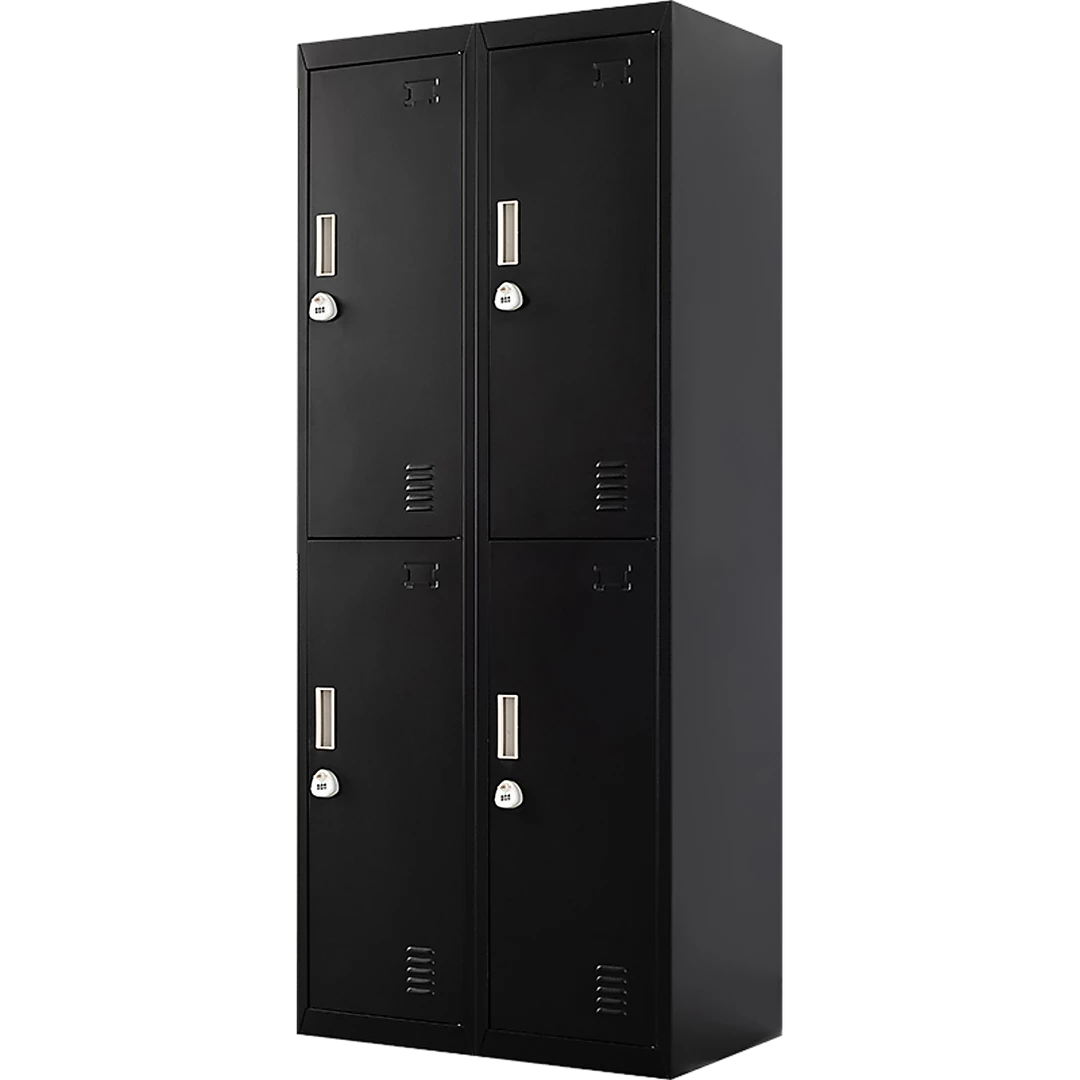 Salvatore Angelotti Black Four-Door Office Gym Shed Storage Locker- 3-Digit Combination Lock
