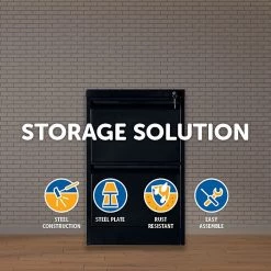 Salvatore Angelotti Furniture 2-Drawer Shelf Office Gym Filing Storage Locker Cabinet - Black