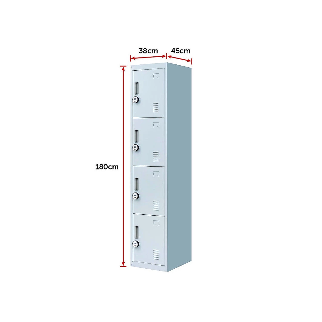 Salvatore Angelotti Grey 4-Door Locker For Office Gym Shed School Home Storage - 4-Digit Combination Lock