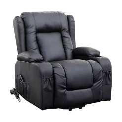 Palermo Recliner Chair Electric Massage Chair Lift Heated Leather Lounge Sofa Black Furniture