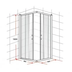 Della Francesca 900 X 800mm Sliding Door Nano Safety Glass Shower Screen In Black DIY & Renovation