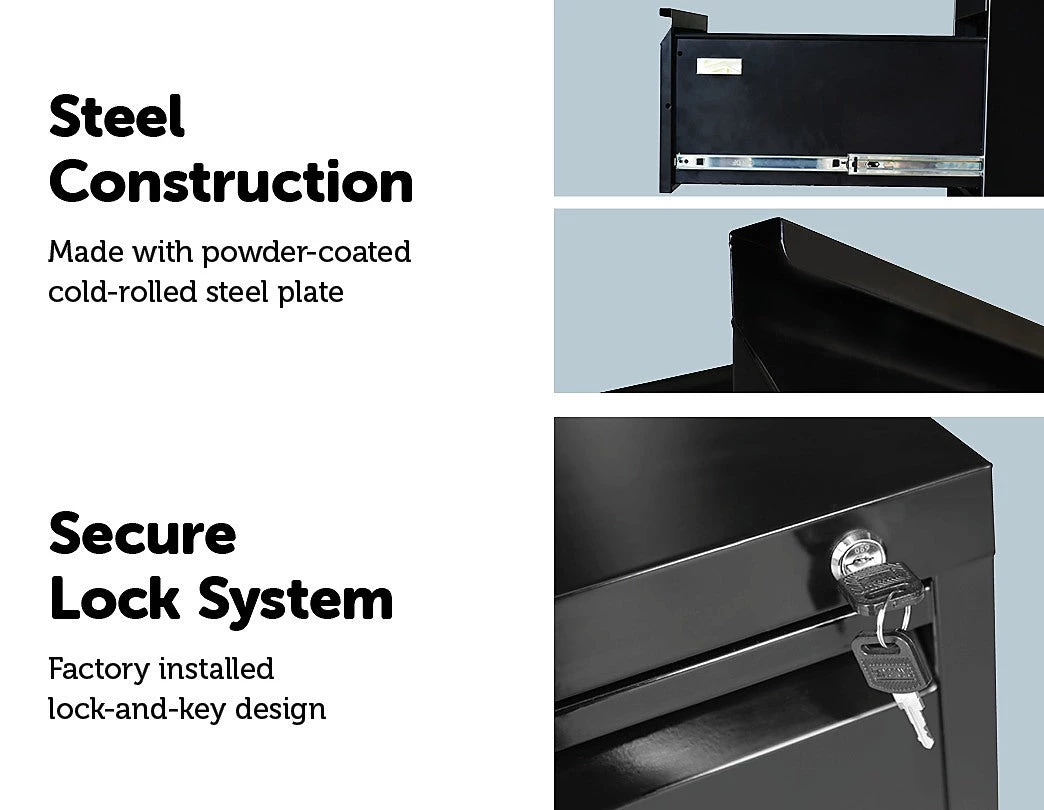 Salvatore Angelotti Furniture 2-Drawer Shelf Office Gym Filing Storage Locker Cabinet - Black