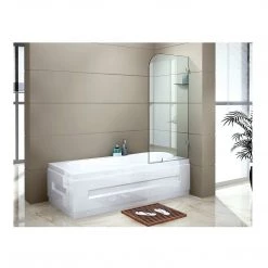 DIY & Renovation 70 X 145cm Frameless Glass Bath Screen By Della Francesca Nickel Finish