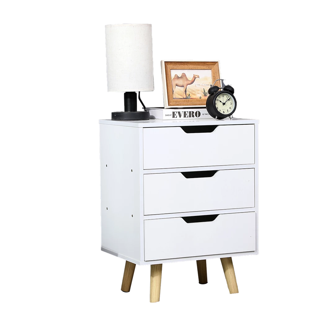 Palermo Furniture Wooden Bedside Table 3-Drawer Cabinet Storage Night Stand