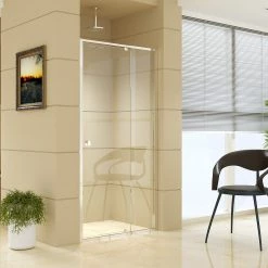 Della Francesca DIY & Renovation Front: (98~106) X 195cm Adjustable Semi Frameless Shower Screen In Chrome No Side Return