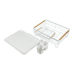 Randy & Travis Machinery Home & Lifestyle Metal Dish Drying Rack Drainboard Holder Tray Kitchen Plates Cutlery Wood Handle