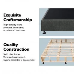 Palermo King Ensemble Bed Base Platinum Graphite Linen Fabric Furniture