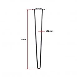 Della Francesca Set Of 4 Industrial Retro Hairpin Table Legs 12mm Steel Bench Desk - 71cm Black