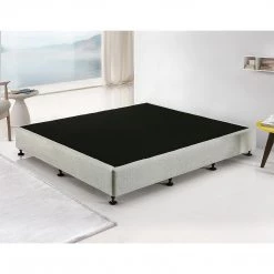 Palermo King Ensemble Bed Base Platinum Light Grey Linen Fabric