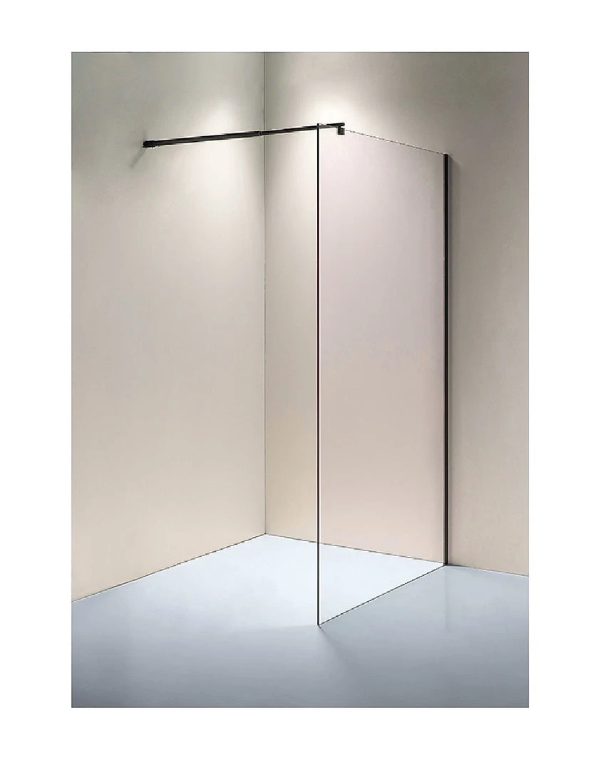 Della Francesca 100 X 200cm Frameless 10mm Safety Glass Shower Screen In Round Black DIY & Renovation