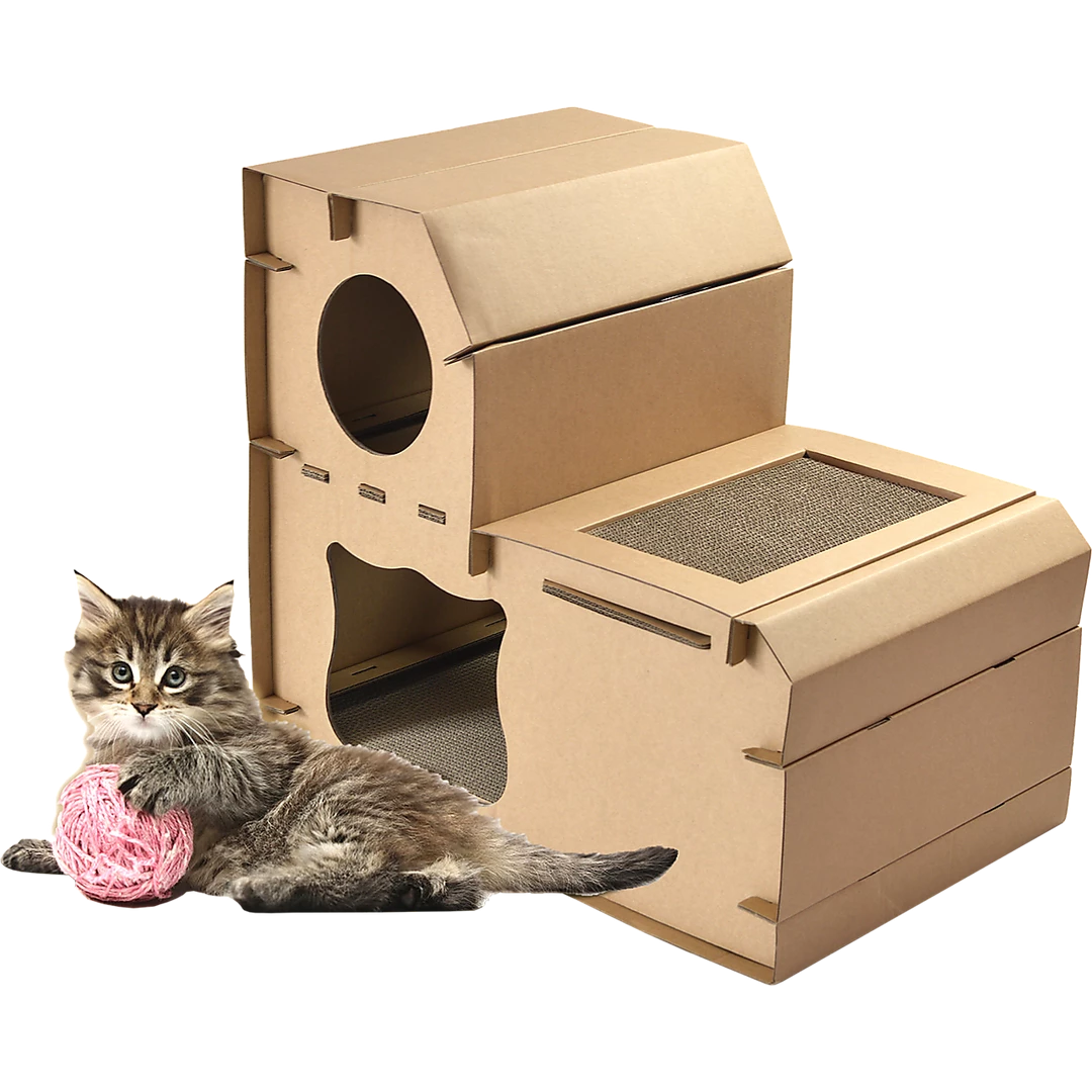 Randy & Travis Machinery Home & Lifestyle Cat Cardboard House Tree Tower Condo Scratcher Pet Post Pad Mat Furniture
