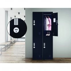 Salvatore Angelotti Black 2-Door Locker For Office Gym Shed School Home Storage - 4-Digit Combination Lock Furniture