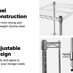 Palermo Modular Chrome Wire Storage Shelf 180 X 150 X 60cm Steel Shelving