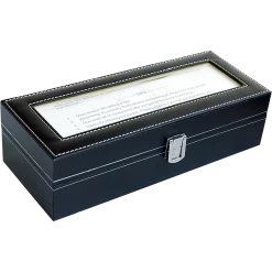 Randy & Travis Machinery 6 Slot Men’s Watch Display Case Box Black PU Leather