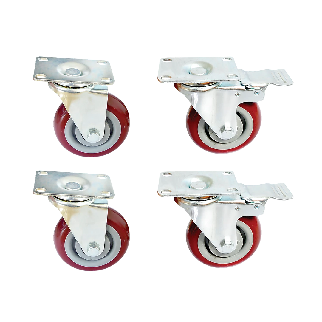 Randy & Travis Machinery 4 X 4" Heavy Duty PU Swivel Castor Wheels With Brake