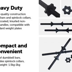 Randy & Travis Machinery 45cm - 1 Pair Dumbbell Bar 25mm Diameter - PVC Coated Dumbell Handle