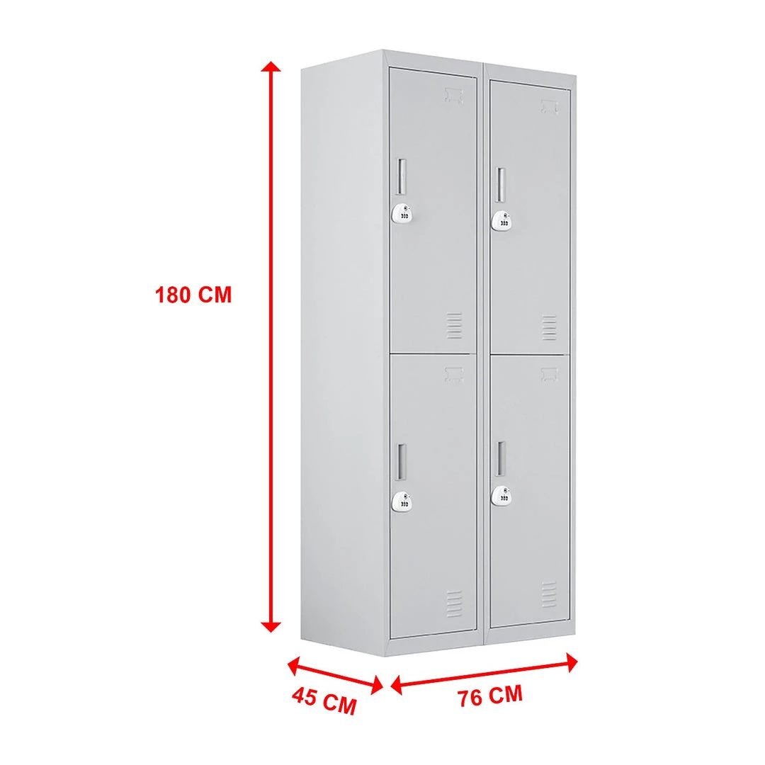 Salvatore Angelotti Grey Four-Door Office Gym Shed Storage Locker- 3-Digit Combination Lock Furniture