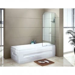 70 X 145cm Frameless Glass Bath Screen By Della Francesca Chrome DIY & Renovation