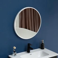 90cm Round Wall Mirror Bathroom Makeup Mirror By Della Francesca - White