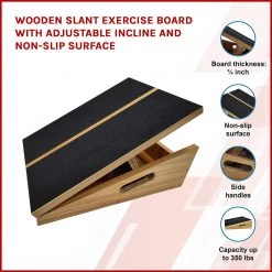 Randy & Travis Machinery Wooden Slant Exercise Board With Adjustable Incline And Non-Slip Surface