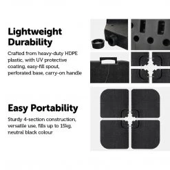 Randy & Travis Machinery Outdoor Patio 4-Piece Cantilever Offset 3M Umbrella Base Stand Weight Water Sand
