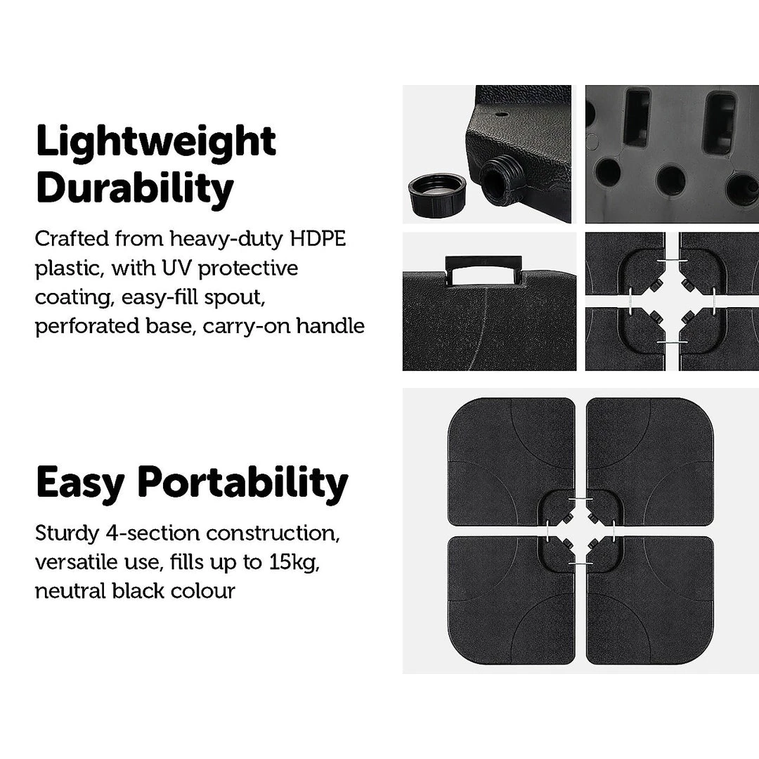 Randy & Travis Machinery Outdoor Patio 4-Piece Cantilever Offset 3M Umbrella Base Stand Weight Water Sand