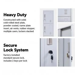 Salvatore Angelotti Furniture Grey 4-Door Locker For Office Gym Shed School Home Storage - Standard Lock With 2 Keys