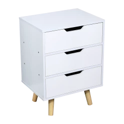 Palermo Furniture Wooden Bedside Table 3-Drawer Cabinet Storage Night Stand