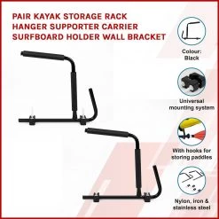 Randy & Travis Machinery Pair Kayak Storage Rack Hanger Supporter Carrier Surfboard Holder Wall Bracket Outdoor & Leisure