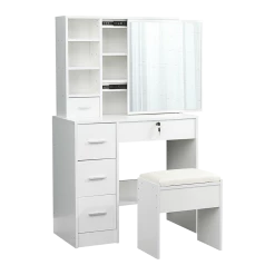 Palermo Dressing Table Stool Mirror Jewellery Cabinet Makeup Storage Drawer White Furniture