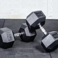 Randy & Travis Machinery 25kg Commercial Rubber Hex Dumbbell Gym Weight Sports & Fitness